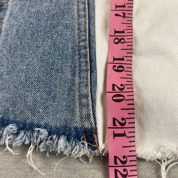 For The Republic Two Tone Denim Jacket Blue White S Small M Oversize Raw Edge - Picture 5 of 5